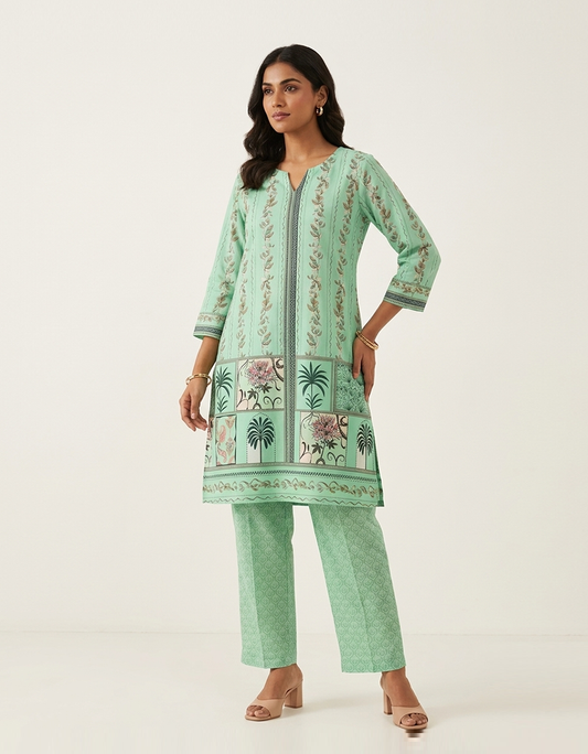 Ladies Mul Superfine Cotton Coord Set Suit