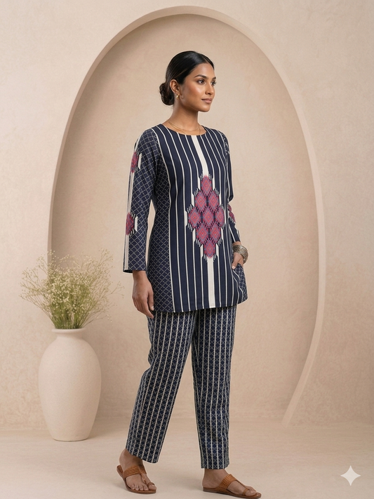 Unstitched Super Fine Cotton Co-ord sets suit